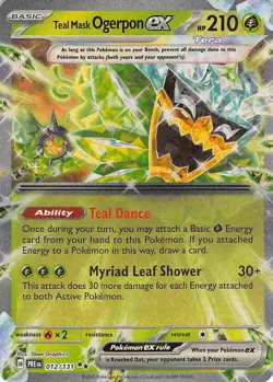 Teal Mask Ogerpon ex 012/131 Prismatic Evolutions Pokemon Reverse Holo NM - Image 1