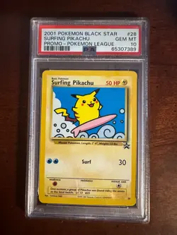 Pokemon League Black Star Surfing Pikachu Promo #28 PSA10 Cert # 65307389 - Image 3