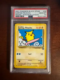 Pokemon League Black Star Surfing Pikachu Promo #28 PSA10 Cert # 65307389 - Image 4