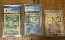 Pokemon Big Three Charizard Celebrations, Base set Venusaur/Blastoise CGC 5 - Image 1
