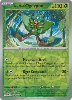 TEAL MASK OGERPON 024/167 TWILIGHT MASQUERADE POKEMON (REVERSE HOLO, NM) - Image 1