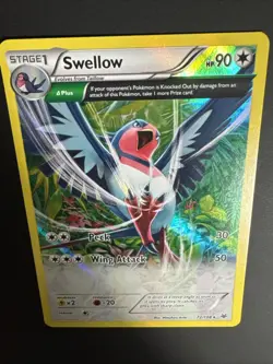 Swellow 72/108 Full Art Rare Holo Pokemon TCG Card Roaring Skies NM - Image 3