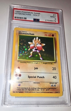 * PSA Mint 9 * Pokemon TCG Hitmonchan Base Set Holo Rare Card 7/102 7 Game - Image 1