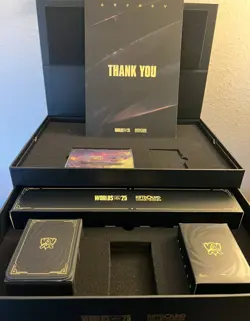 Riftbound Worlds Bundle OPEN- Box, Deck Box, Playmat, Sleeves, & Oversize Cards - Image 1