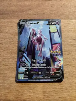 Pokemon TCG Mewtwo v Alt Art Full Art Holo Ultra Rare Card 072/078 Pokemon Go - Image 1