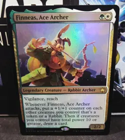 magic the gathering - FOIL! - Finneas, Ace Archer - Legendary Creature - Rabbit - Image 1