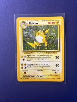 Raichu - 14/102 Base Set Unlimited Holo Rare Pokemon - MP - Image 1