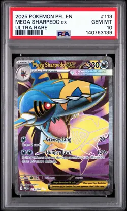 2025 POKEMON PFL EN MEGA SHARPEDO ex ULTRA RARE PSA 10 - Image 1