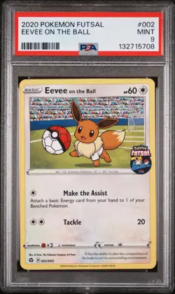 2020 POKEMON FUTSAL #002 EEVEE ON THE BALL PSA 9 - Image 1