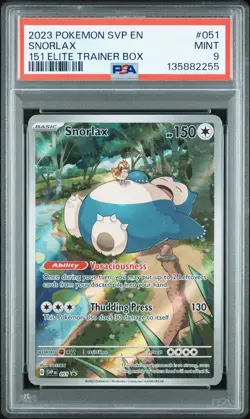 2023 POKEMON SVP EN-SV BLACK STAR PROMO 151 ELITE TRAINER BOX #051 SNORLAX PSA 9 - Image 1