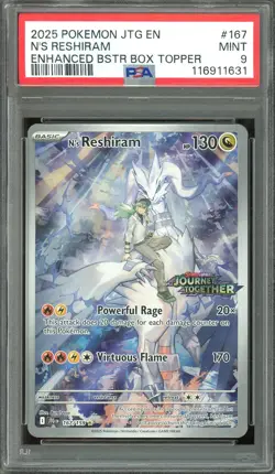 N's Reshiram Pokemon 2025 SV Journey Together Stamped Box Topper 167/159 PSA 9 - Image 1