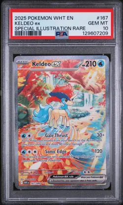 2025 Pokemon WHT EN White Flare #167 SIR Keldeo ex PSA 10 Gem Mint - Image 1