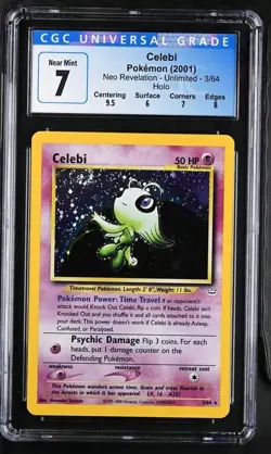 2001 POKEMON NEO REVELATION CELEBI #3/64 HOLO-RARE CGC 7 NEAR MINT - Image 1