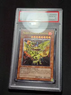 Yugioh PSA 10 Sacred Phoenix of Nephthys FET-EN005 1st Edition Ultimate Rare - Image 2