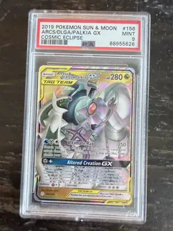 2019 POKEMON SUN & MOON COSMIC ECLIPSE #156 ARCEUS & DIALGA & PALKIA PSA 9 RARE - Image 1