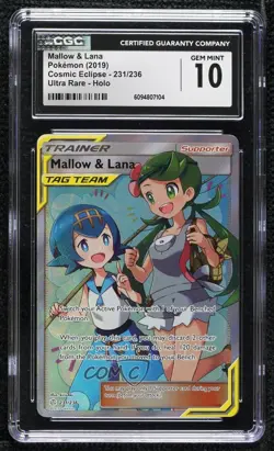 Mallow & Lana Ultra Rare Pokemon Sun & Moon Cosmic Eclipse CGC 10 Gem Mint - Image 1