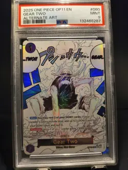 2025 One Piece TCG OP-11-080 Gear Two Alt Art PSA 9 English - Image 1