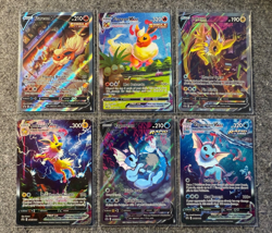 Flareon V/VMAX, Jolteon V/VMAX, Vaporeon V/VMAX SWSH179-184 Pokemon TCG 6-Cards - Image 1
