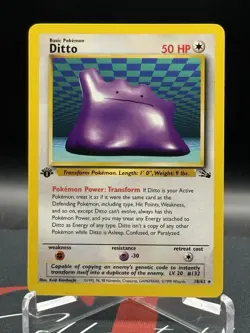 1st Edition 1999 Pokemon Ditto Fossil Set Non Holo RARE Card 18/62 NM WoTC - Image 1