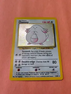 Pokemon TCG Chansey Base Set Holo Unlimited Rare Card 3/102 LP Condition - Image 1