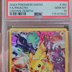 Pokemon Pikachu 160/159 Crown Zenith Secret Rare Full Art PSA 10 Holo TCG Card - Image 1