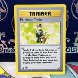 POKEMON TRADER 77/102 Base Set NM 1st EDITION Shadowless Pokemon TCG card - Image 1