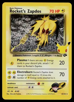 Pokemon Card - Rocket's Zapdos Celebrations Classic Collection 15/132 Holo - Image 1
