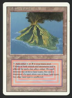 ***Volcanic Island (Shuffle Wear)*** MTG Revised Magic Kid Icarus - Image 1