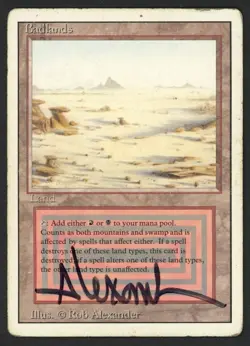 ***Badlands Signed (Ring Ding & Wear) MTG Revised Rob Alexander Magic Kid Icarus - Image 1