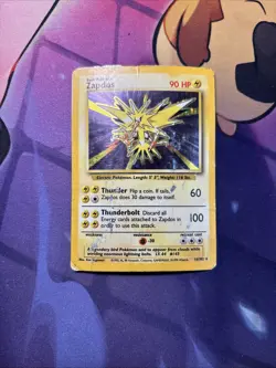 Zapdos 16/102 - Base Set Unlimited Holo Rare Pokemon TCG DMG - Image 1