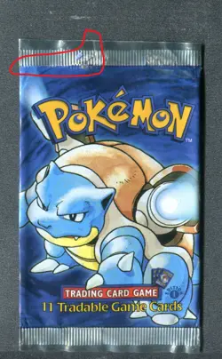 1999 Pokemon English First 1st Edition Booster Pack Wrapper EMPTY Blastoise Art - Image 1