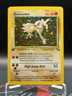 1st Edition Pokemon Hitmonlee Holo Rare Fossil 7/62 WoTC Vintage NM - Image 2