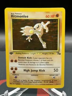 1st Edition Pokemon Hitmonlee Holo Rare Fossil 7/62 WoTC Vintage NM - Image 3