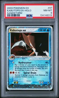 2003 POKEMON EX SANDSTORM #97 KABUTOPS EX-HOLO PSA 8 - Image 1