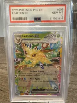 2025 POKEMON PRE EN-PRISMATIC EVOLUTIONS #006 LEAFEON EX PSA 10 - Image 1