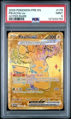 2025 POKEMON PRE EN-PRISMATIC EVOLUTIONS #179 PIKACHU EX HYPER RARE PSA 9 - Image 1