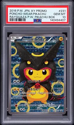 2016 POKEMON JPN XY PROMO #231 PONCHO-WEARING PIKACHU PSA 10 - Image 1