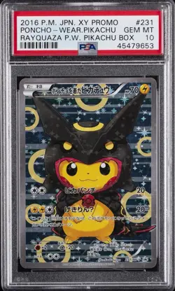 2016 POKEMON JPN XY PROMO #231 PONCHO-WEARING PIKACHU PSA 10 - Image 1