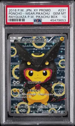2016 POKEMON JPN XY PROMO #231 PONCHO-WEARING PIKACHU PSA 10 - Image 1