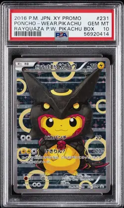 2016 POKEMON JPN XY PROMO #231 PONCHO-WEARING PIKACHU PSA 10 - Image 1