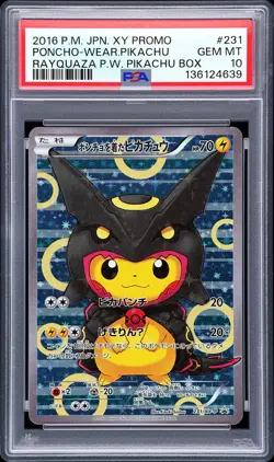 2016 POKEMON JPN XY PROMO #231 PONCHO-WEARING PIKACHU PSA 10 - Image 1