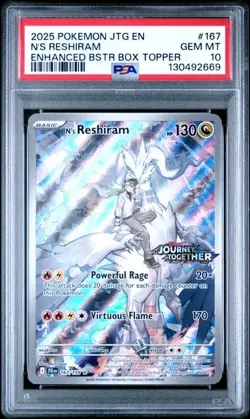 2025 Pokemon EN Journey Together N's Reshiram Stamped Box Topper #167 PSA 10 - Image 2