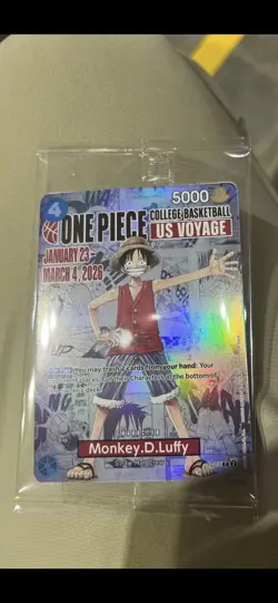 One Piece Monkey D. Luffy US Voyage College Basketball Promo Card Unopened - Image 1