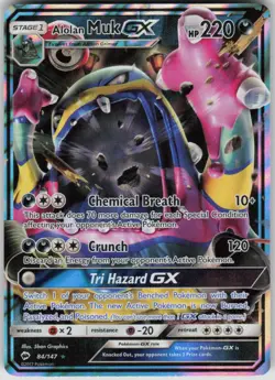Pokemon Alolan Muk GX Ultra Rare SM - Burning Shadows 84/147 NM - Image 1