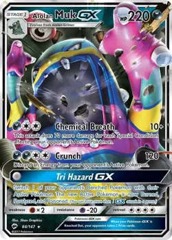 Alolan Muk GX - 84/147 - Pokemon Burning Shadows Sun & Moon Ultra Rare Card NM - Image 1
