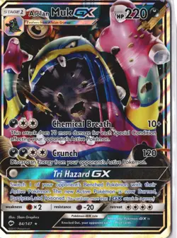 Alolan Muk GX 84/147 Ultra Rare Burning Shadows Pokemon Card NEAR MINT - Image 2