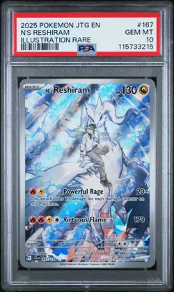 2025 POKEMON JTG JOURNEY TOGETHER N'S RESHIRAM #167 ILLUSTRATION RARE PSA 10 - Image 1