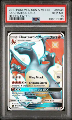 2019 POKEMON SUN & MOON HIDDEN FATES #SV49 FULL ART/CHARIZARD GX PSA 10 - Image 1