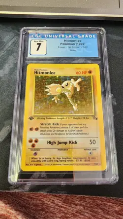 Hitmonlee 7/62 1st Edition Fossil Holo Rare 1999 Pokemon Card CGC 7 - Image 1