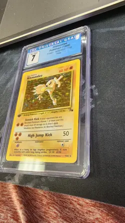 Hitmonlee 7/62 1st Edition Fossil Holo Rare 1999 Pokemon Card CGC 7 - Image 2